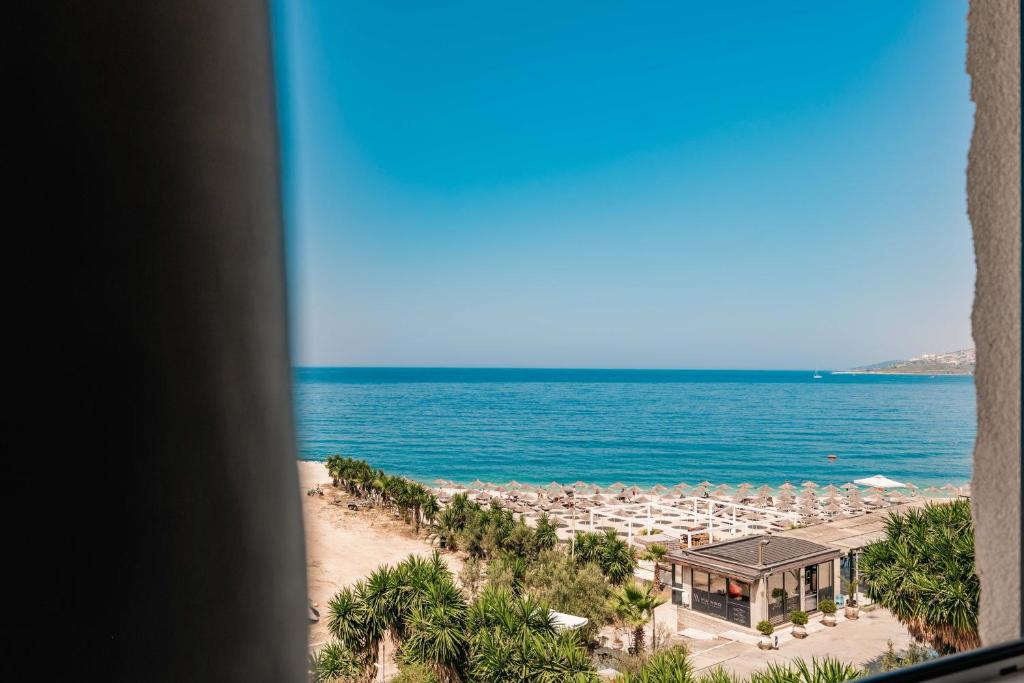 Panoramic view of Ionian coastline from hotel