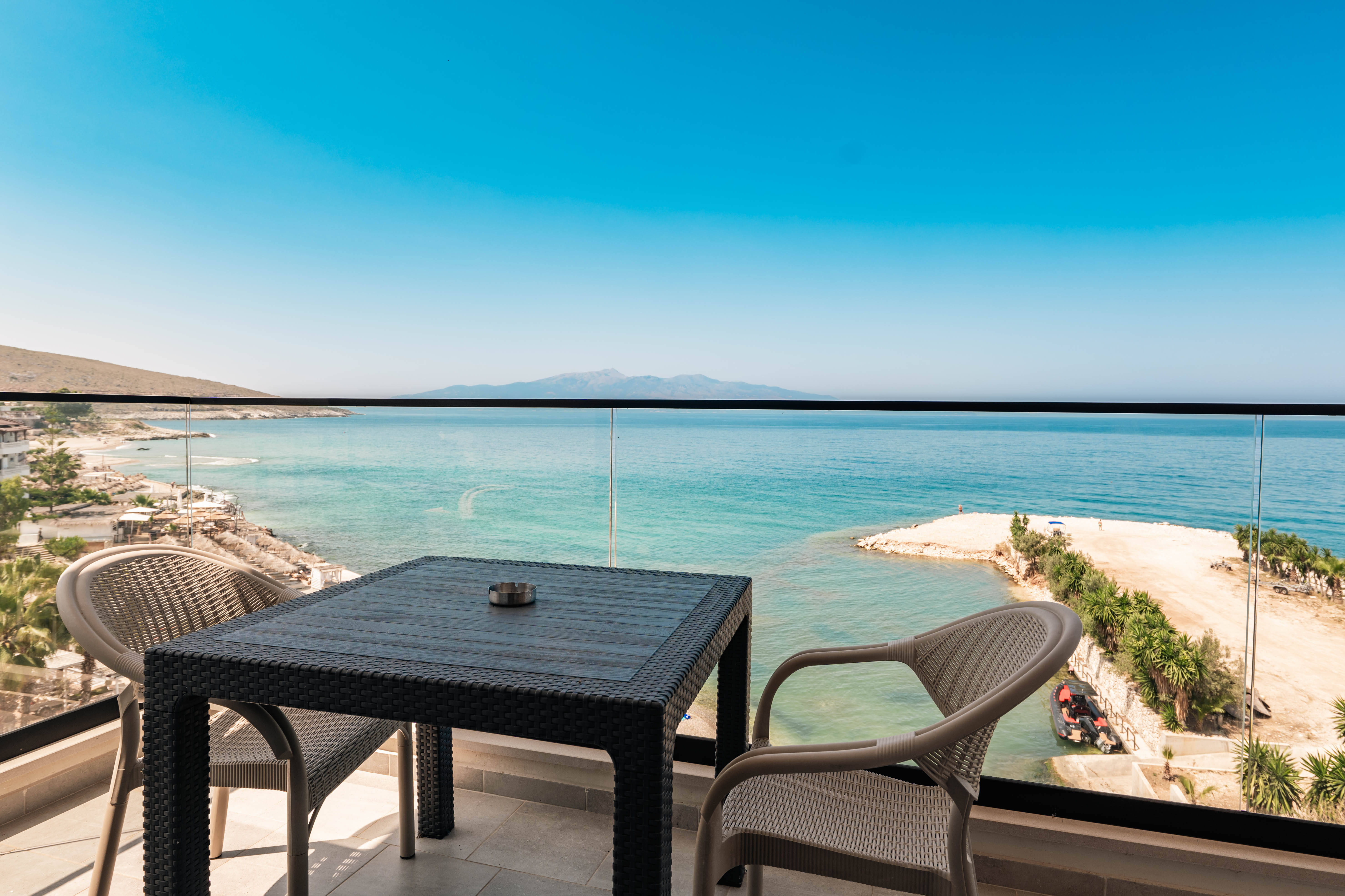 Private balcony with Ionian Sea view